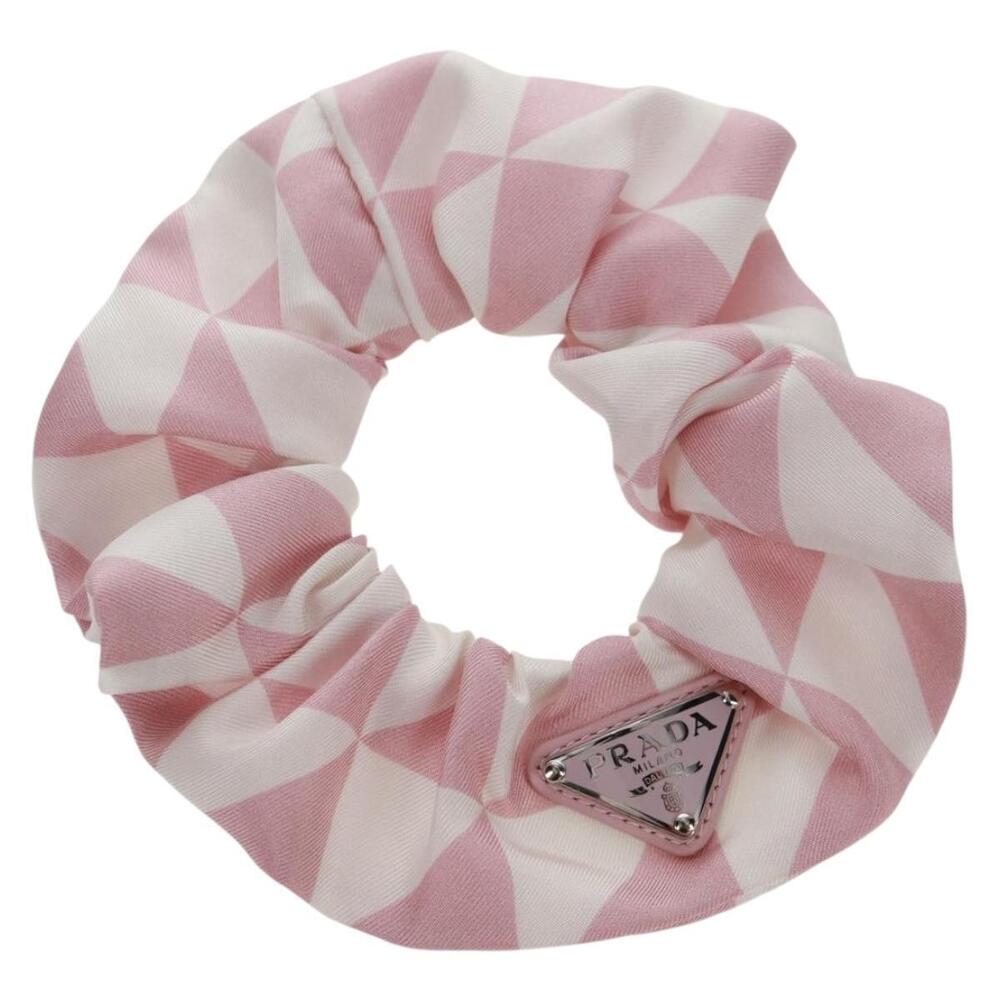 Prada Shush Hair Tie Silk Pink Auth 159612m